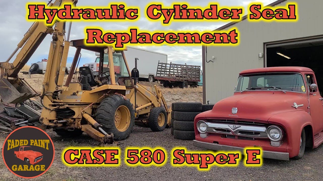 Замена уплотнения гидроцилиндра — цилиндр поворота обратной лопаты Case 580 Super E
