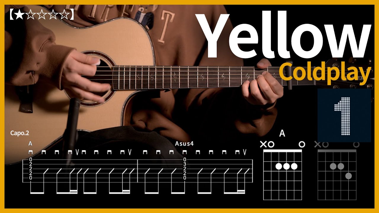 899.Coldplay - Yellow 기타커버【★☆☆☆☆】 | Guitar tutorial 【TAB譜】
