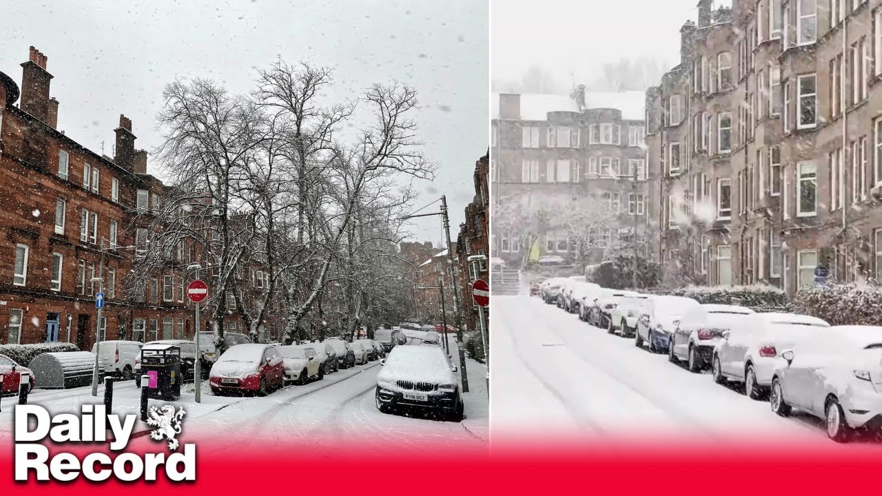 Snow arrives in Glasgow as Storm Gerrit causes travel chaos across UK