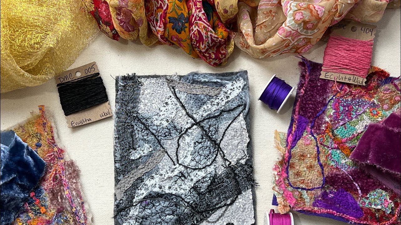Scrap Textiles into Gorgeous Fabric, Fiber Embellishment, Artsy Fabric Project, #scrapfabricprojects