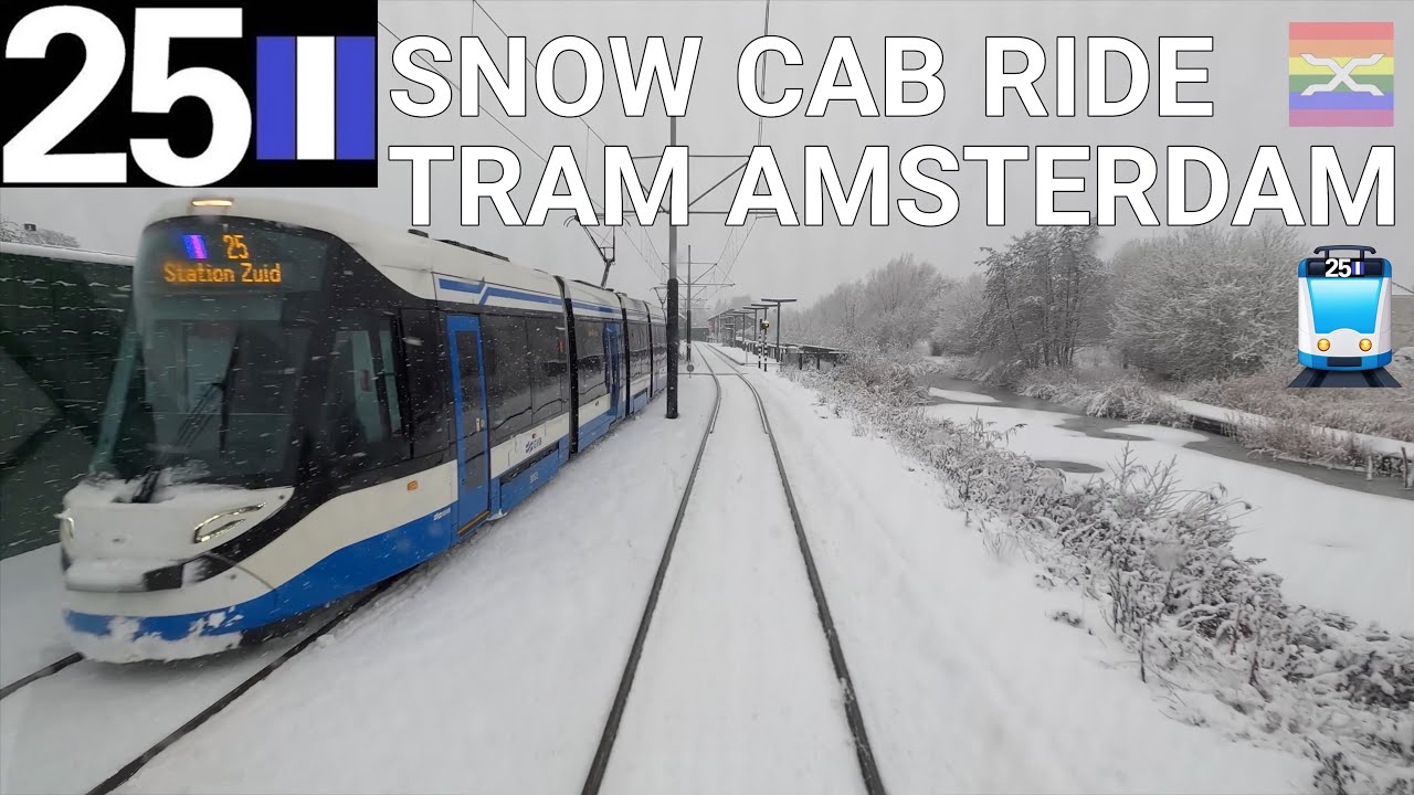 🚊 SNOW CAB RIDE AMSTERDAM TRAM 25 Cabinerit Uithoorn Centrum - Station Zuid in sneeuw 2026