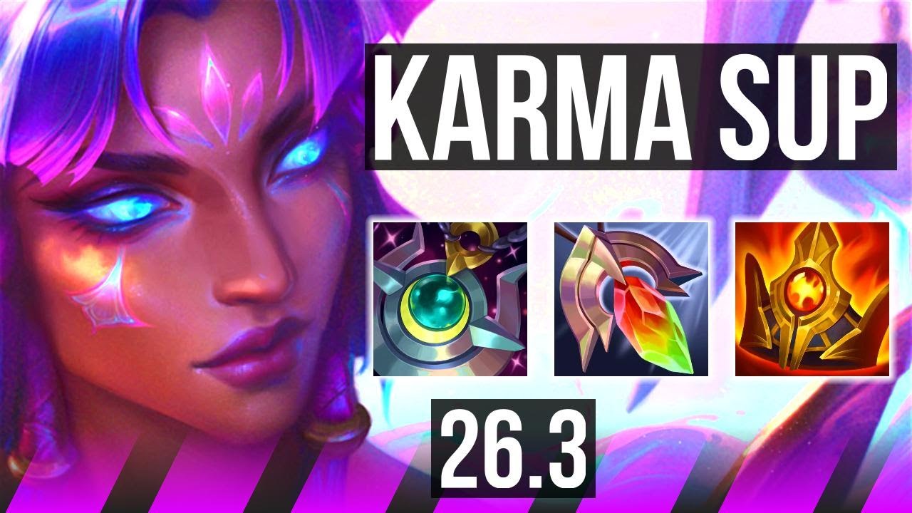 KARMA & Ezreal vs THRESH & Aphelios (SUP) | Good KDA: 3/1/26, 20K damage | KR Master | 26.3