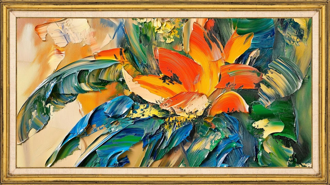 Abstract Floral Frame Art (2 Hours) 🌼 Modern Colorful Painting | TV Screensaver Wall Art