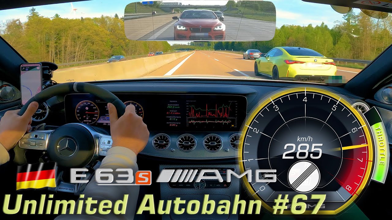 612 HP AMG meets BMW M4 & BMW M6 & Porsche Panamera 4S Hybrid on the German Autobahn! Unlimited #67