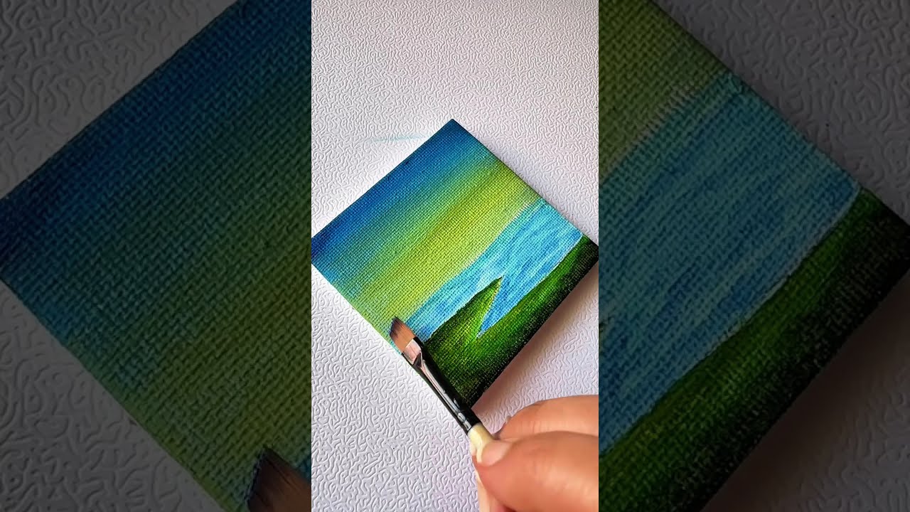 Peaceful landscape-full video #easyacrylicpainting #miniaturepainter #begginers