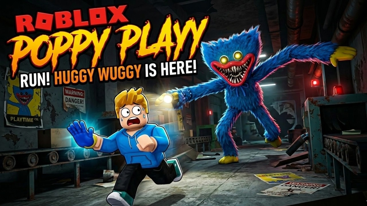 Meeting Huggy wuggy in Roblox