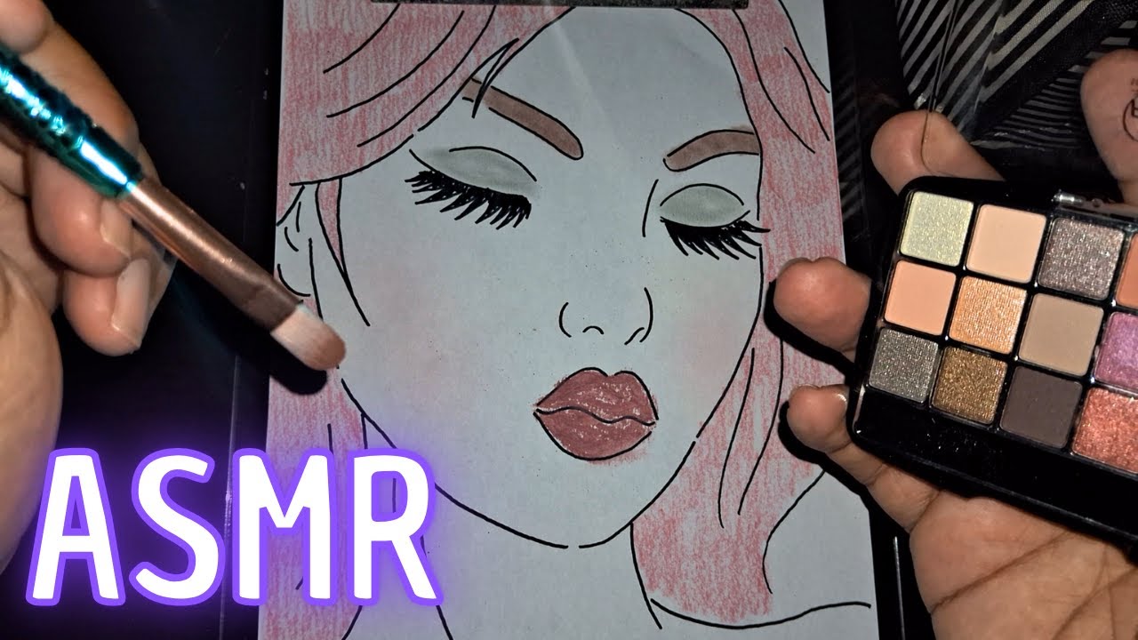 [ASMR MAQUIAGEM] MAQUIANDO O DESENHO nº 2 🤭 (Sussurros, sons de boca, maquiagem) #asmr