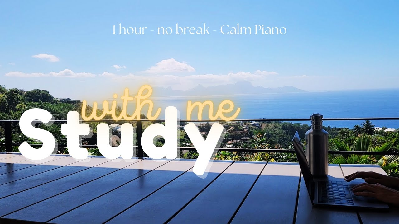 1-HOUR STUDY WITH ME 🎹 Calm Piano 🏃‍♀️ No Breaks - Flow Session