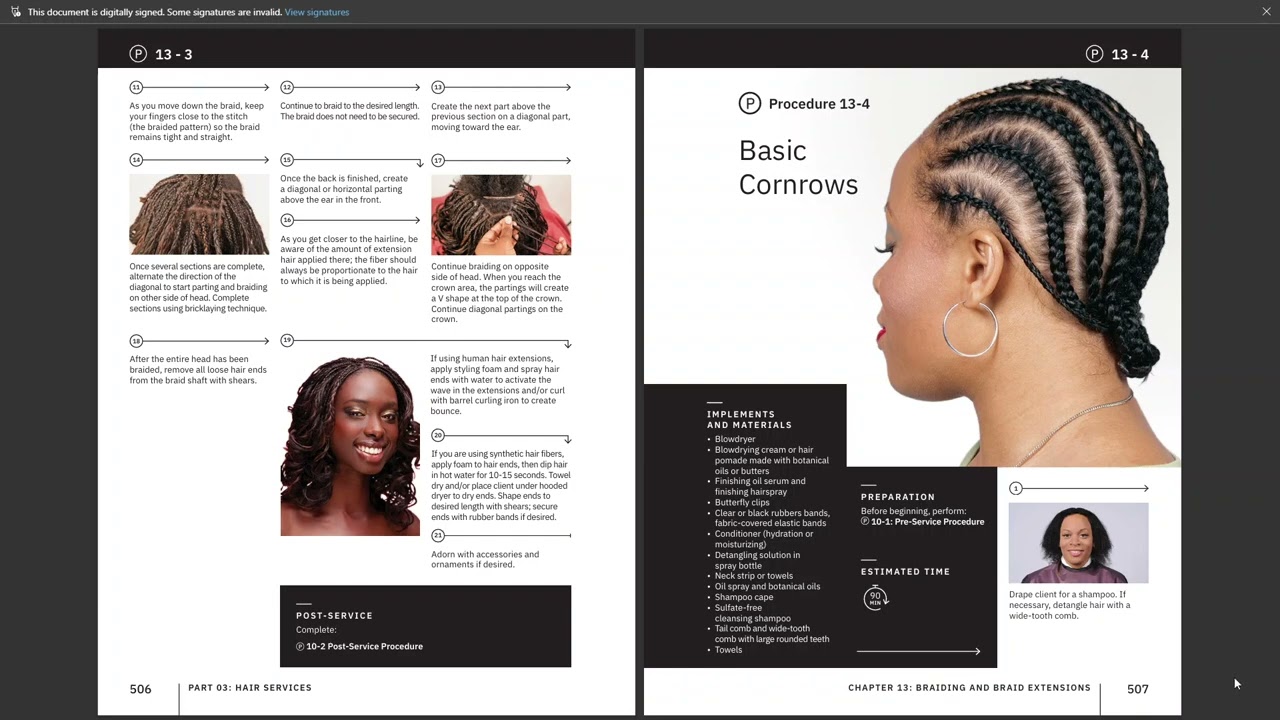 Milady Cosmetology Ch 13 Pages 504-511 Includes Glossary Braiding & Braid Extensions