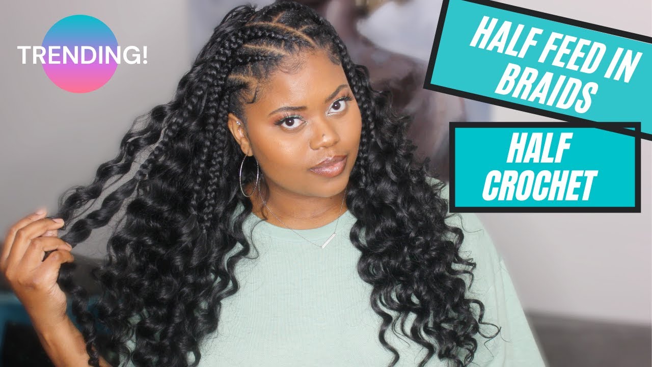 Half Feed In Braids Half Crochet Braids| Trending!
