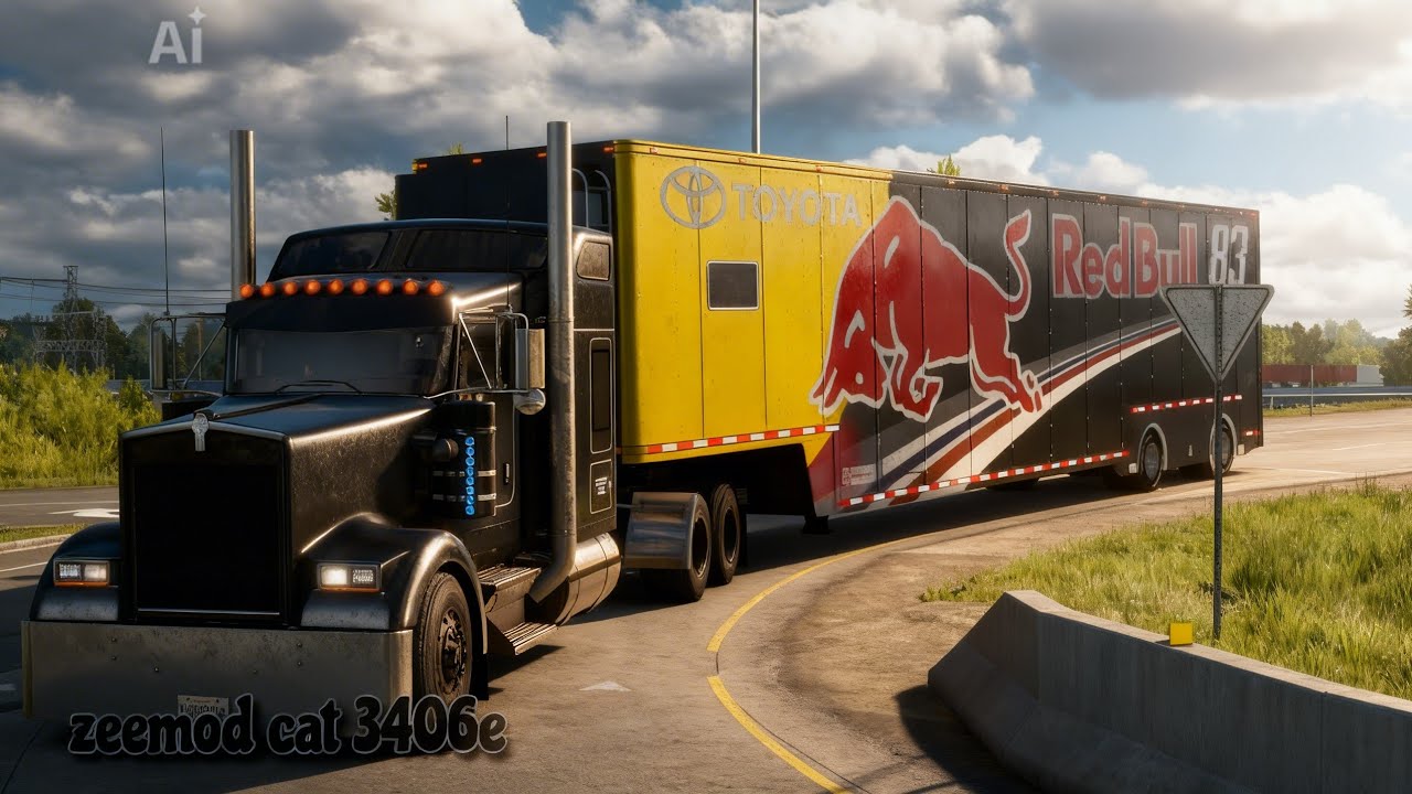 Red Bull hauling -vintage 1961 impala ss cars ( American truck simulator) kenworth w900! 