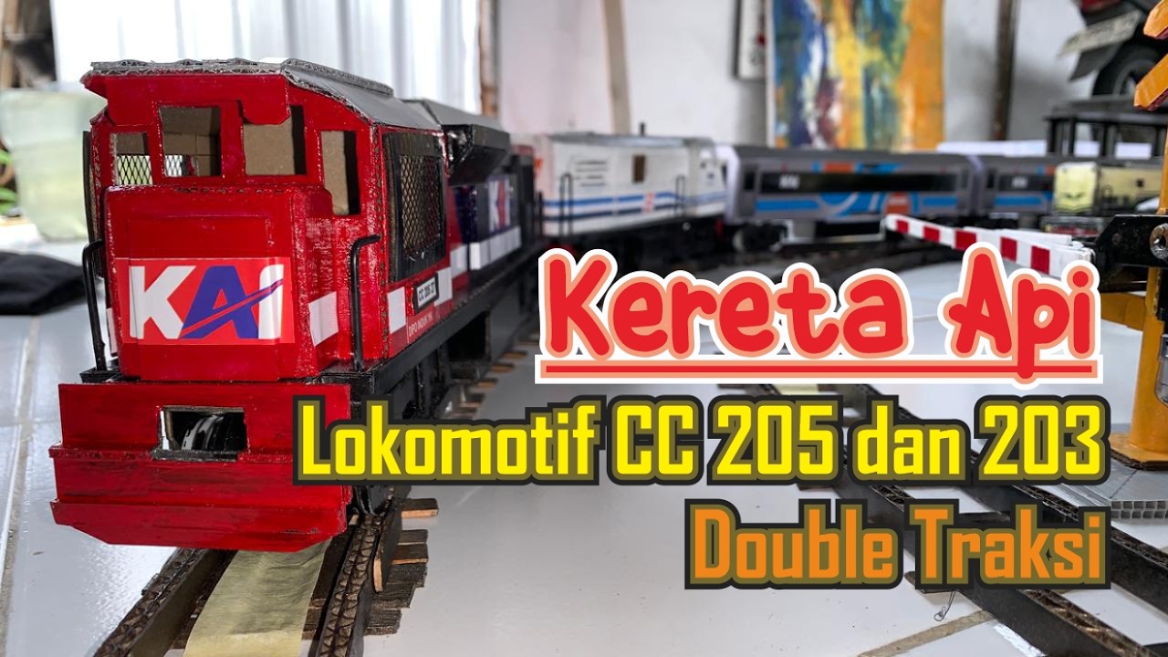 Kereta Api Lokomotif CC 205 dan 203 Double Traksi #keretaapi #miniaturkeretaapi #keretaapiindonesia