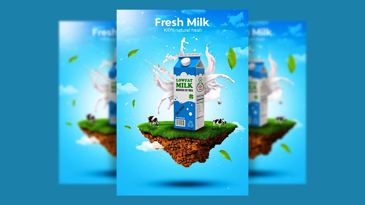 تصميم ملصق إعلان الحليب | Milk Advertising Poster Design