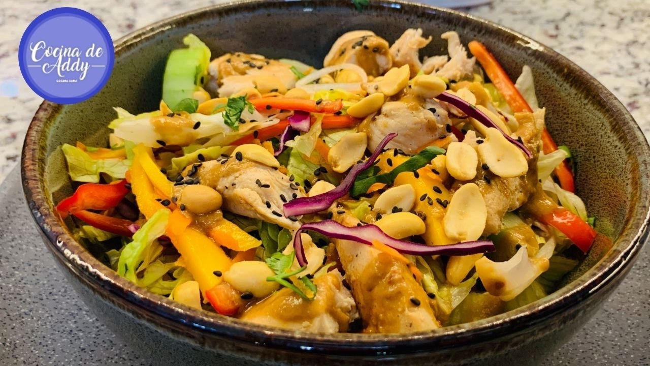 Rico y Sano ENSALADA THAI + ADEREZO Light. Para Dieta, Bajar Colesterol, Diabetes | Cocina de Addy