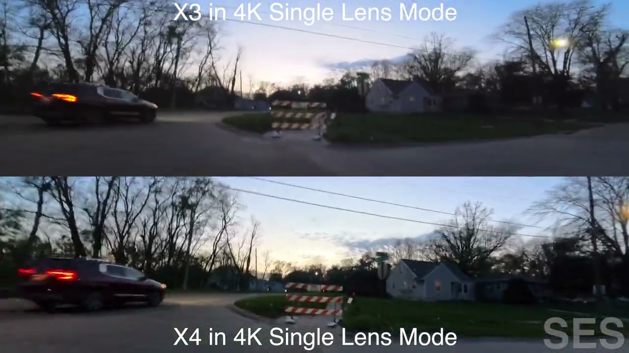 Insta360 X3 vs Insta360 X4 low light (Single Lens)