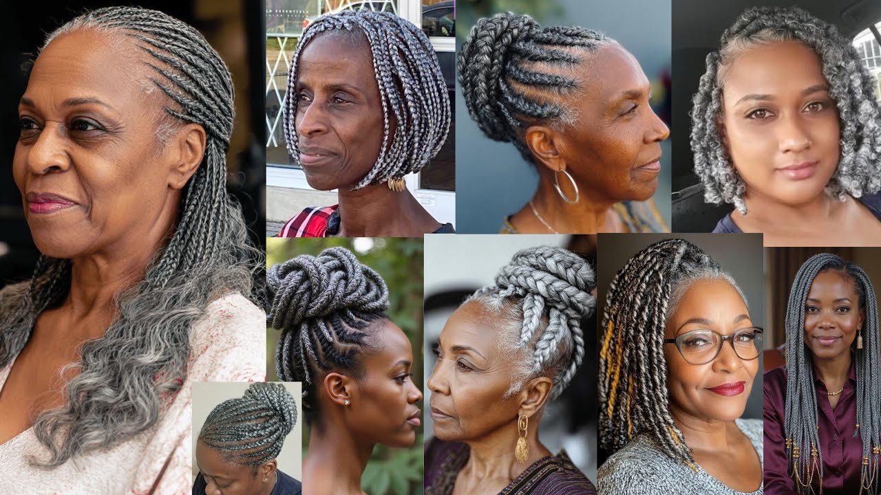60 Elegant, Unique & Stylish Salt & Pepper Braids Hairstyle for Older Black Women 2026 | Gray Braids