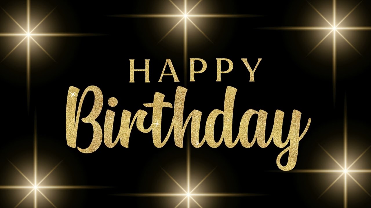 4K NO Sound-Gold Happy Birthday Banner