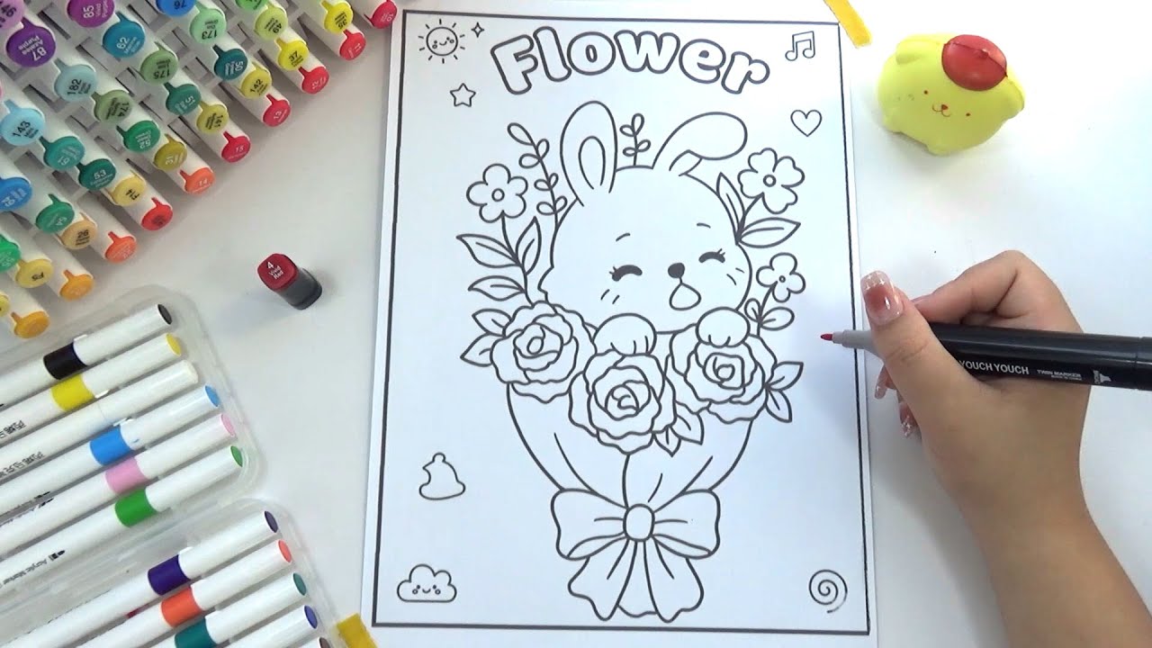 Relaxing Coloring Session: Rabit  & Flower 🌿