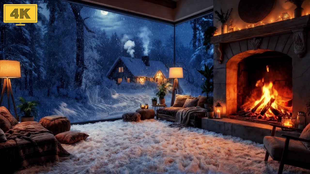 Winter Cabin Evening ❄️ Celtic Folk Music & Cozy Fireplace for Focus & Chill