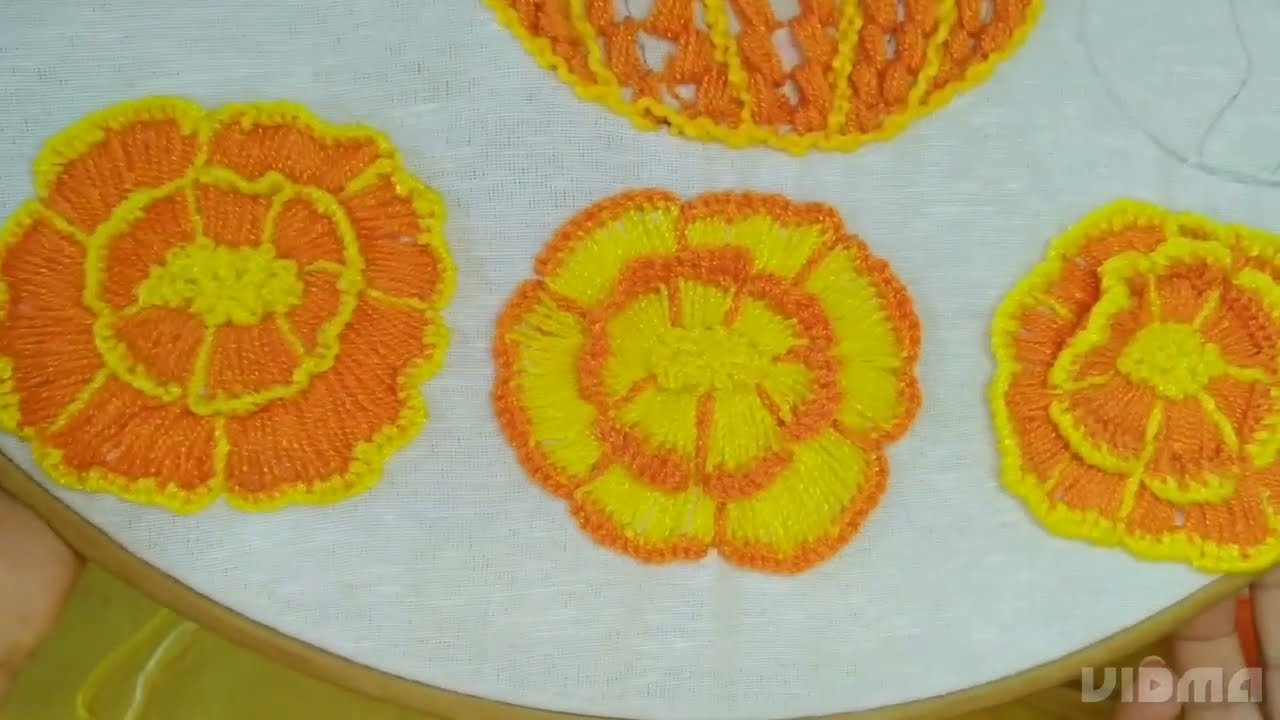 Flor de cempasúchil mini ofrenda bordada  proyecto de noviembre