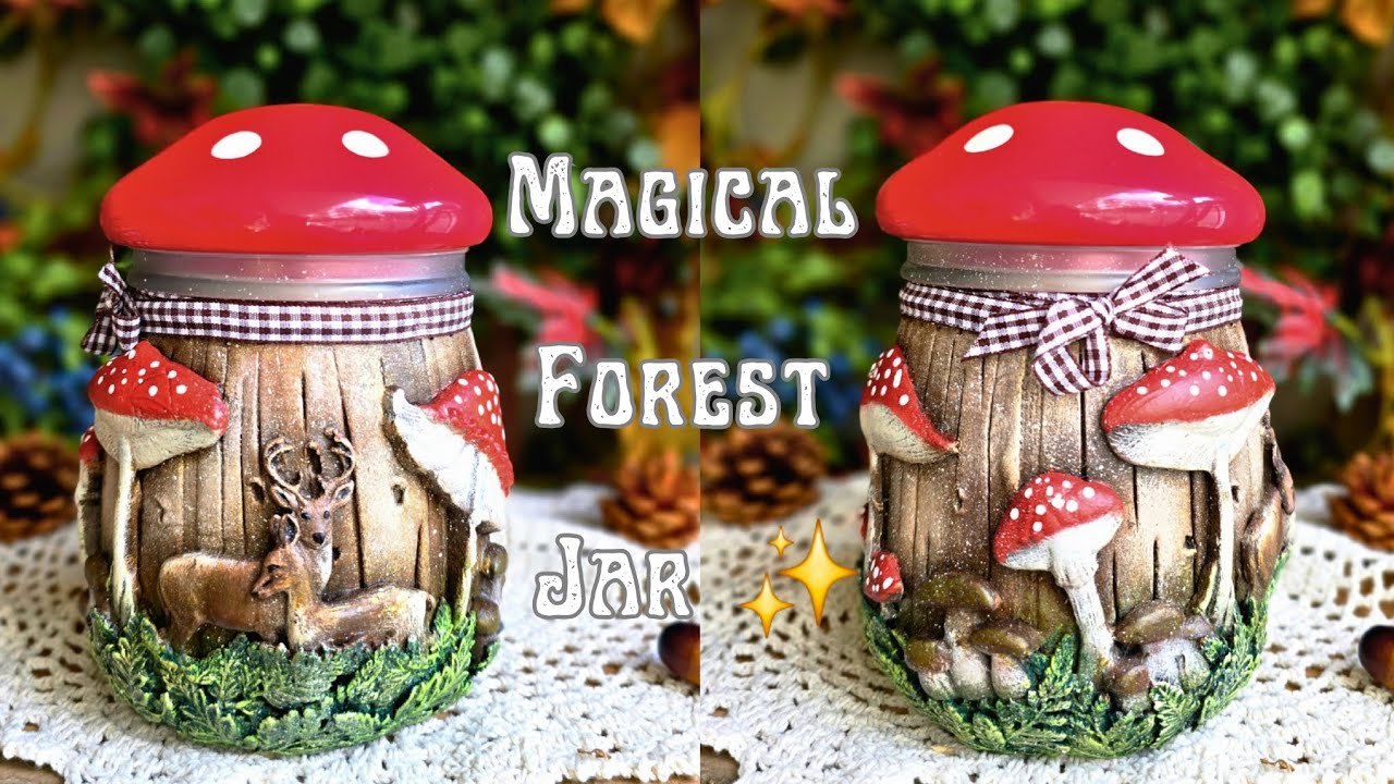 DIY Woodland Mushroom Jar 🍄 | Magical Forest Mason Jar Craft for Autumn Storage & Cozy Home Decor