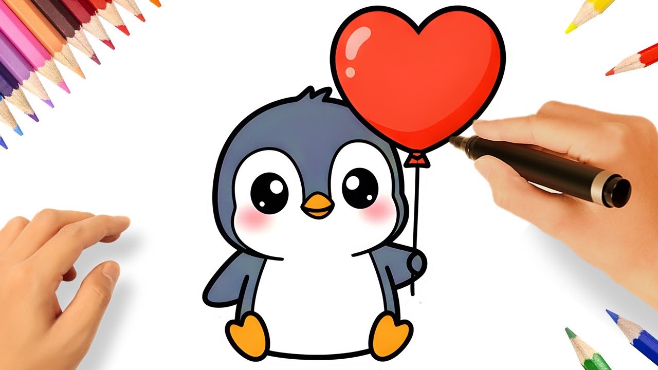 C&Oacute;MO DIBUJAR UN PING&Uuml;INO KAWAII FACIL PASO A PASO 🐧🎈