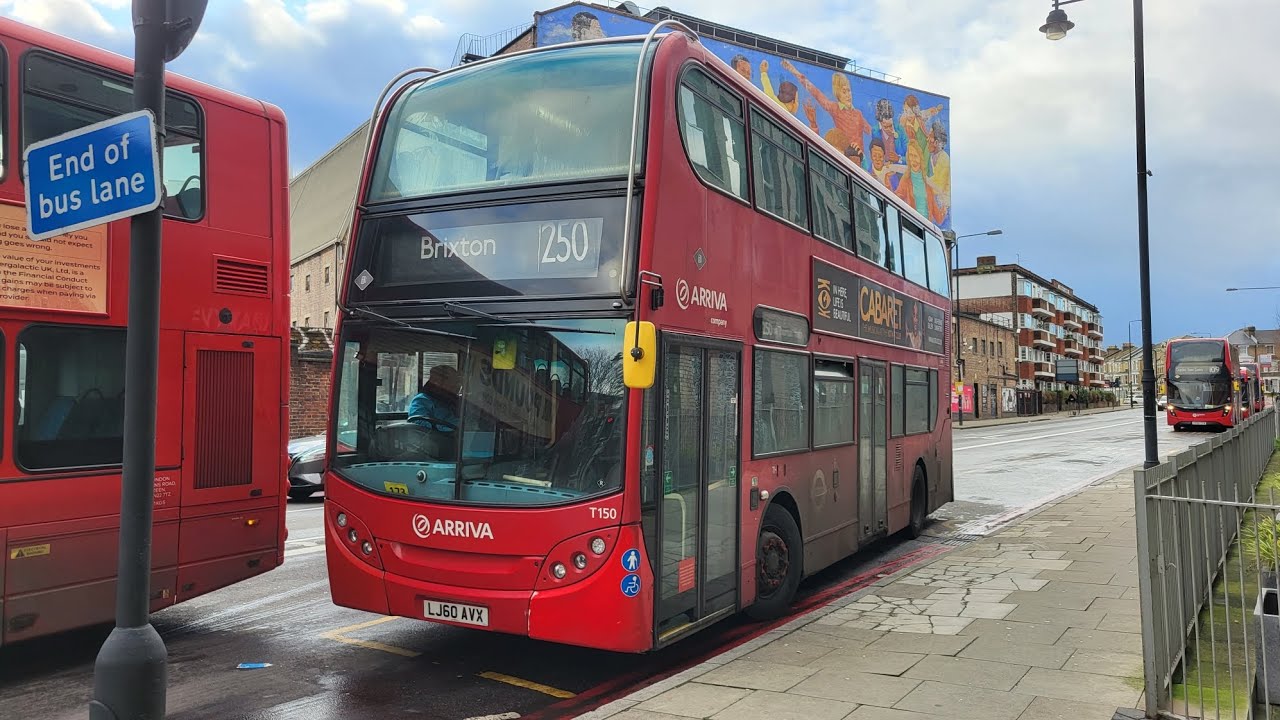 FULL ROUTE VISUAL | London Bus Route 250: West Croydon - Brixton | T150 - LJ60AVX
