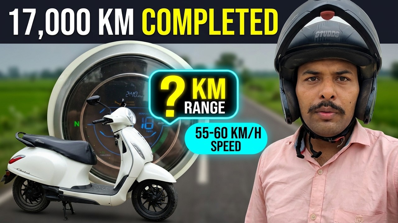 Bajaj Chetak EV Range Test After 17,000 KMs! (50-60 Speed) ⚡