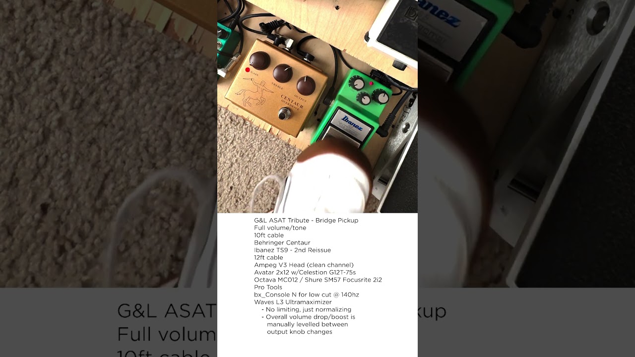 Behringer Centaur (klon) and Ibanez TS9 2nd Reissue demo on Ampeg V3 #behringer #kloncentaur #ampeg