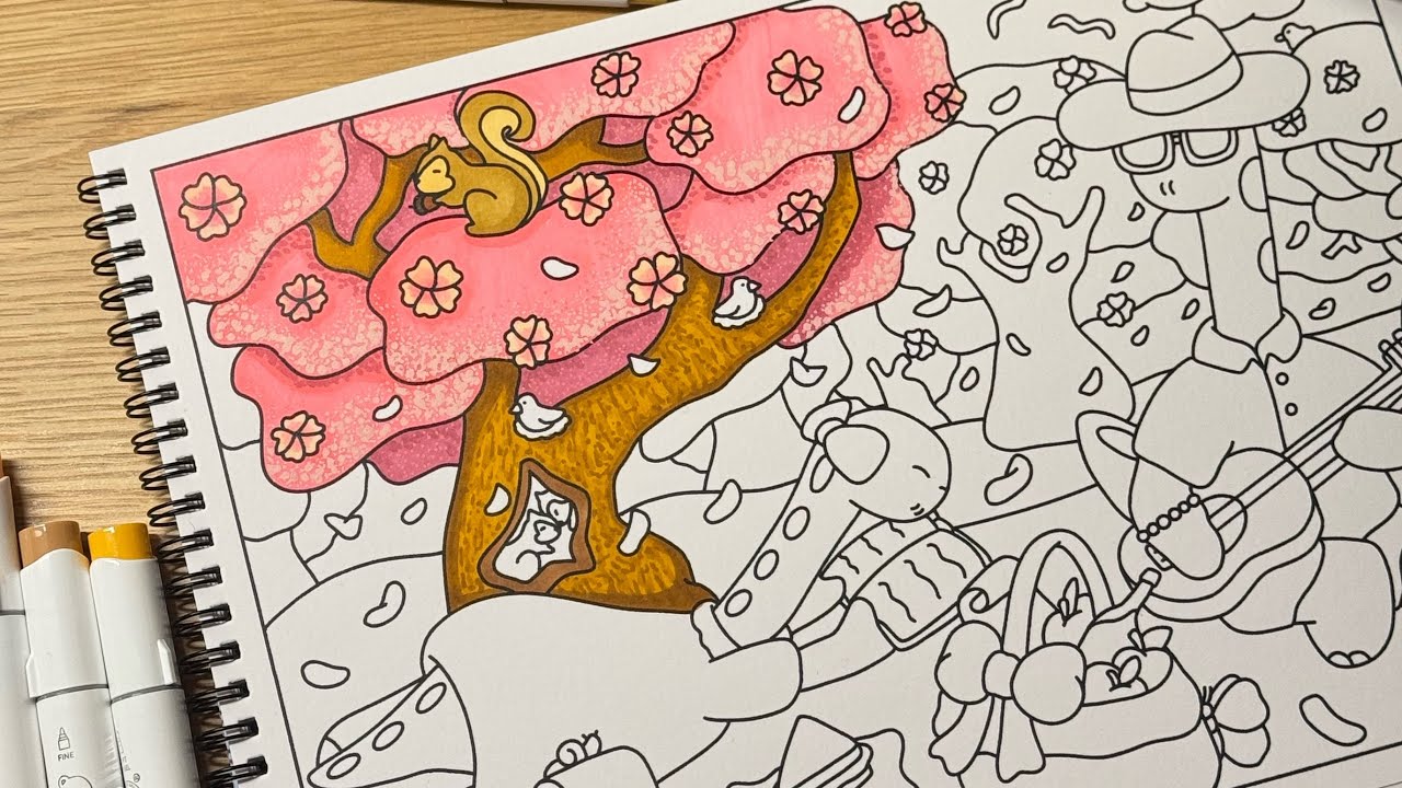 Colorazione in ASMR 🖌️LIVE🦕 #1 Picnic (pt1) - Dinosauri fanno cose da colorare in primavera 