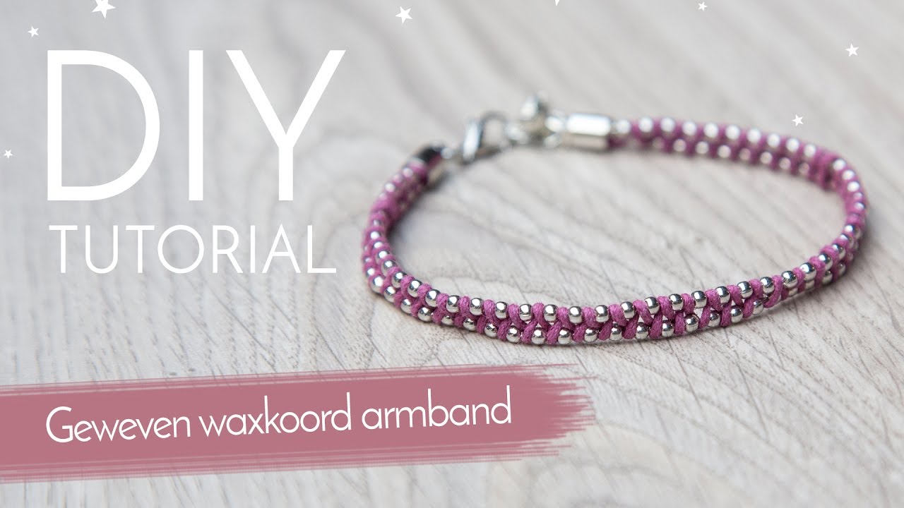 Sieraden maken met Kralenwinkel Online - Geweven waxkoord armband