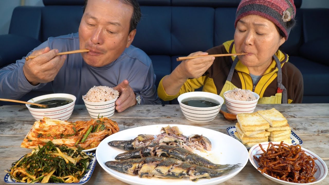 제철 재료로 집밥 한상~매생이국, 청어구이, 톳무침, 진미채볶음, 두부구이 요리&먹방!! - Mukbang eating show