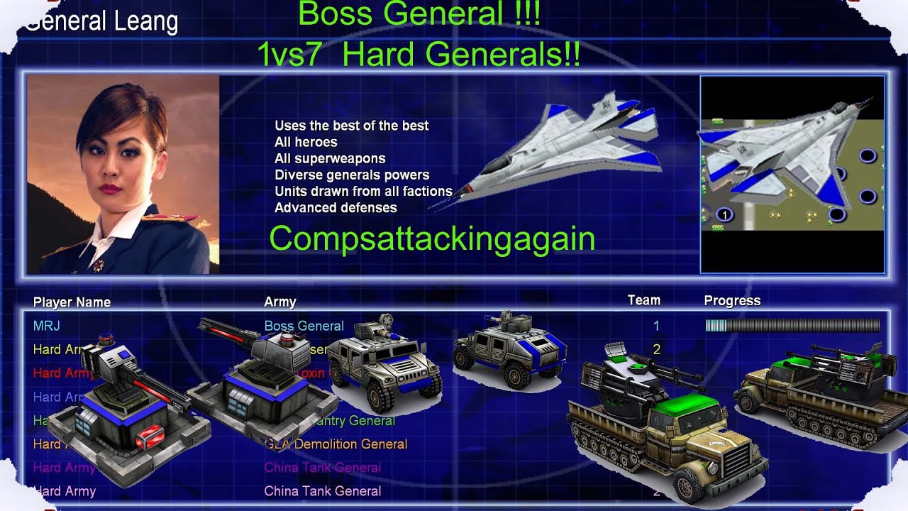 Boss General 1 vs 7 Hard Generals. (Compsattackingagain)