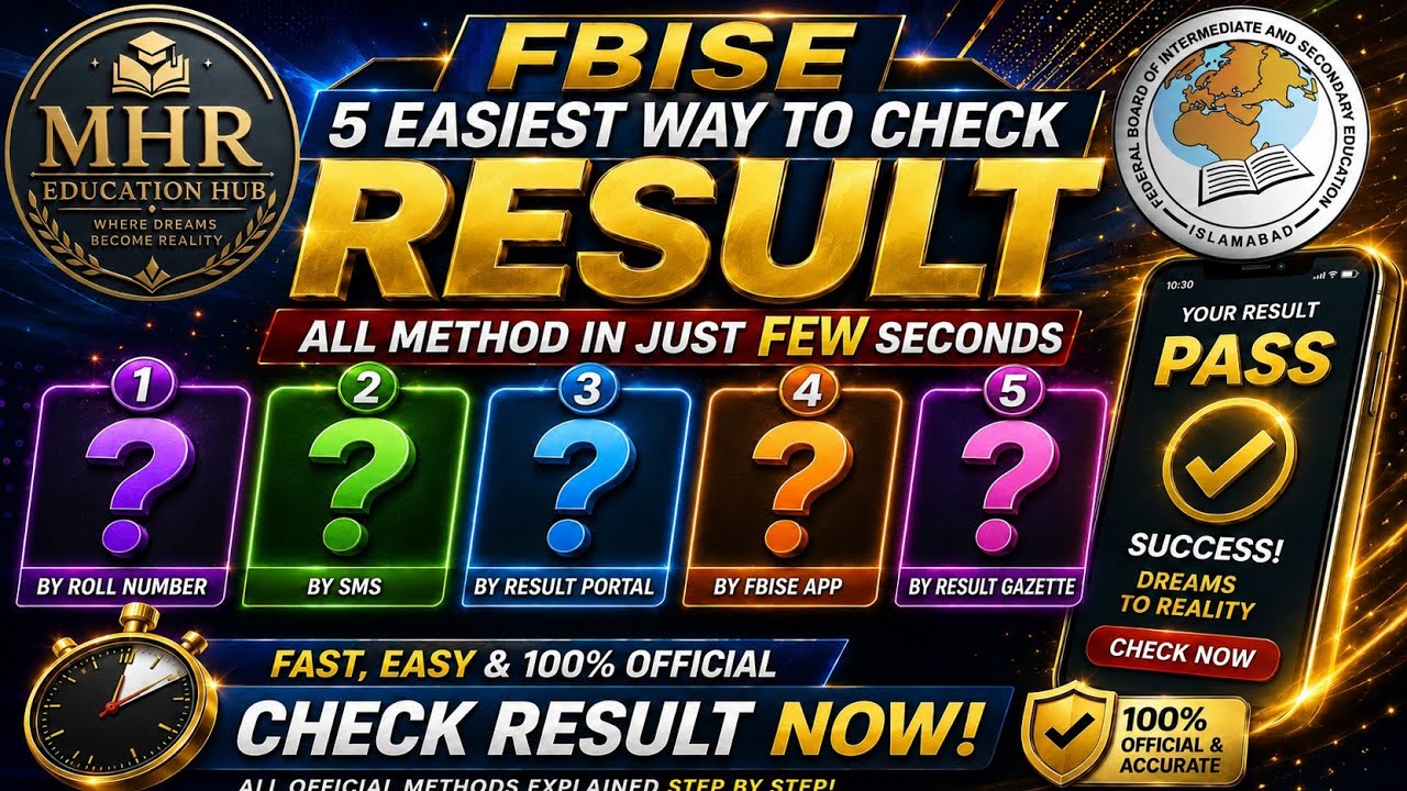 5 EASIEST WAYS TO CHECK RESULT | ALL WAYS IN ONE VIDEO | FBISE SSC RESULT |MHR EDUCATION HUB | FBISE