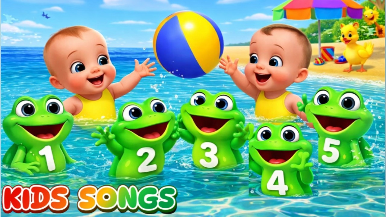At The SEA from one to five🔢 Children and Speckled Frogs on the Beach🐸💦💚Kids Songs-Fun and Learning