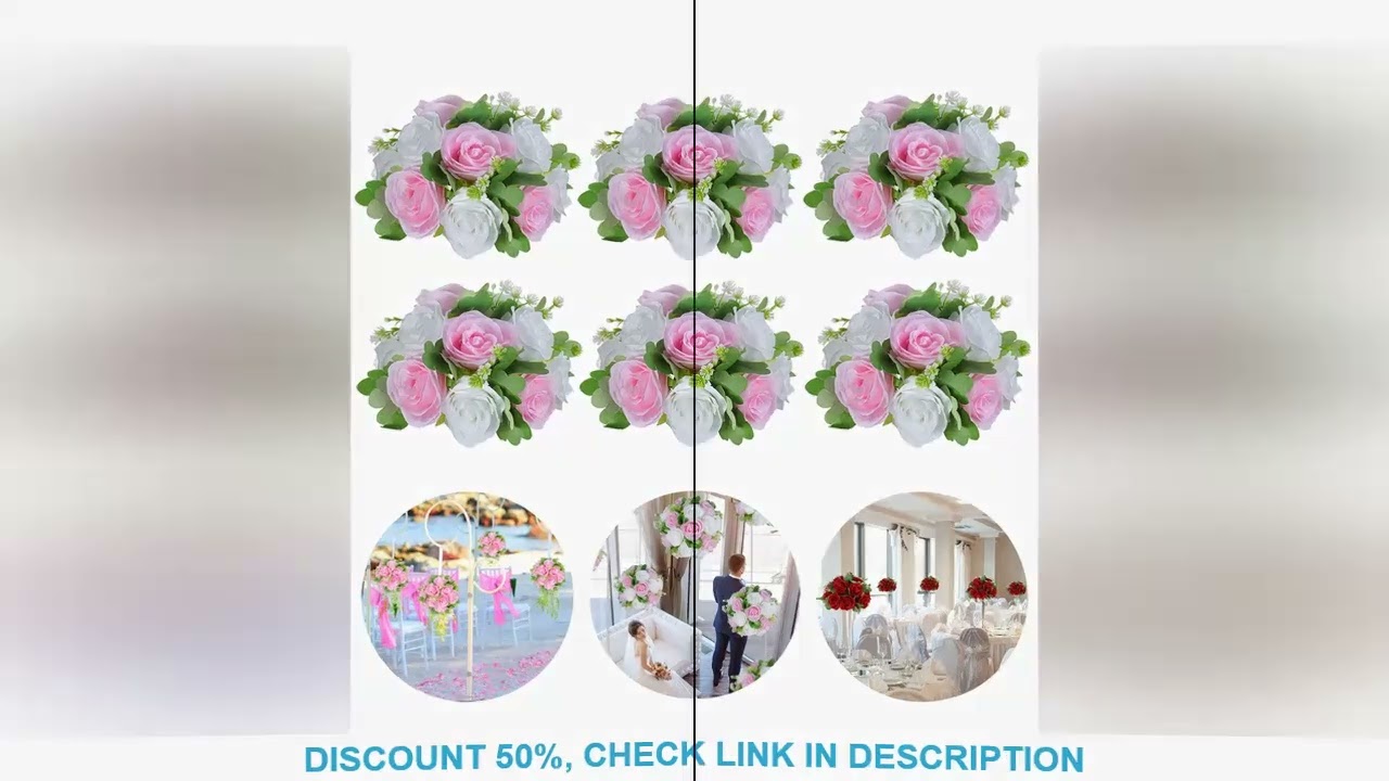 6Pcs Artificial Flowers Centerpiece Table Decorations Rose Ball for Weddding Floral Arrangements Bou