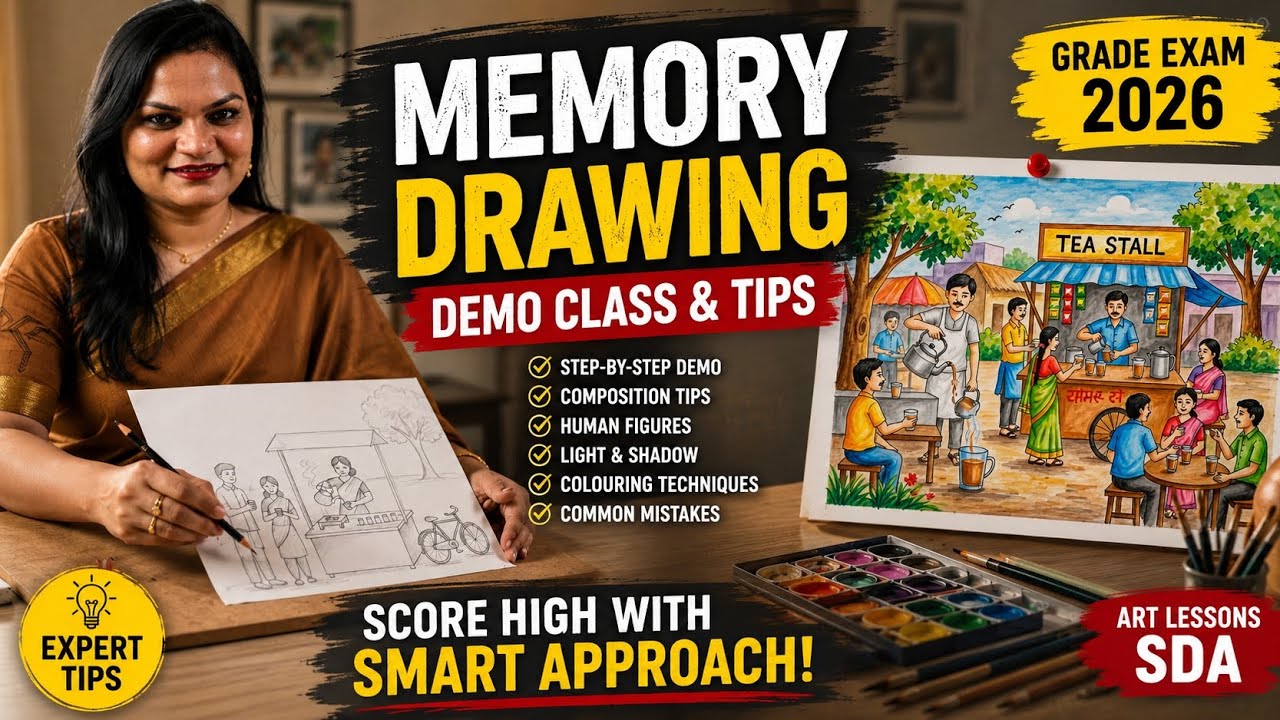 Memory Drawing Demo & Tips | Elementary Drawing Grade Exam 2026 | Step-by-Step