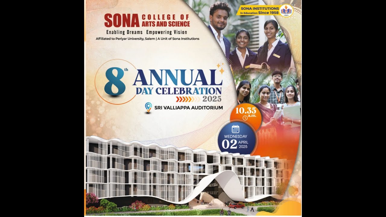 🎉 LIVE: 8th Annual Day Celebration 2025 | Sona College of Arts & Science 🎓✨