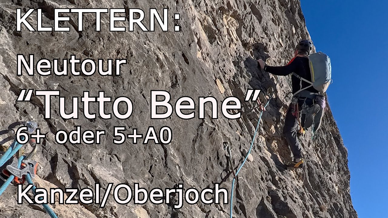 Klettern: Mehrseillängen Neutour "Tutto Bene"  (6 bis 6+ oder 5+A0) an der Kanzel, Oberjoch, Allgäu