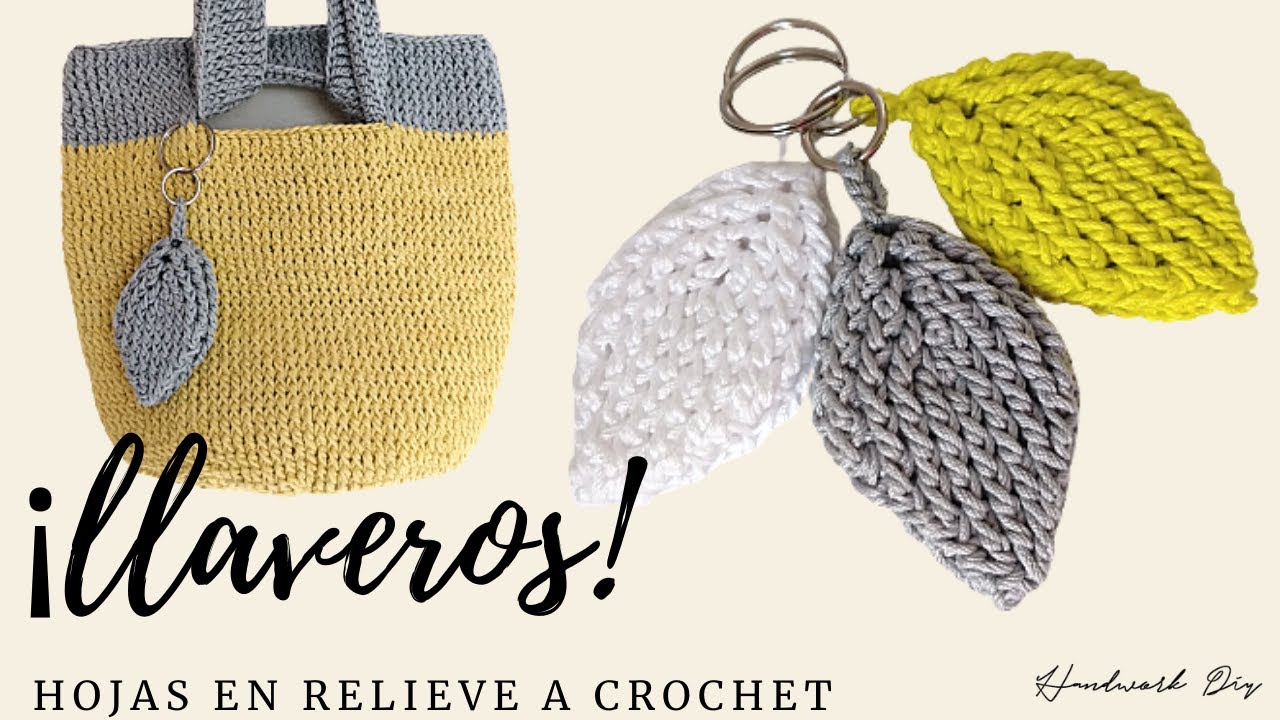 Cómo tejer llaveros de hojas en relieve a crochet