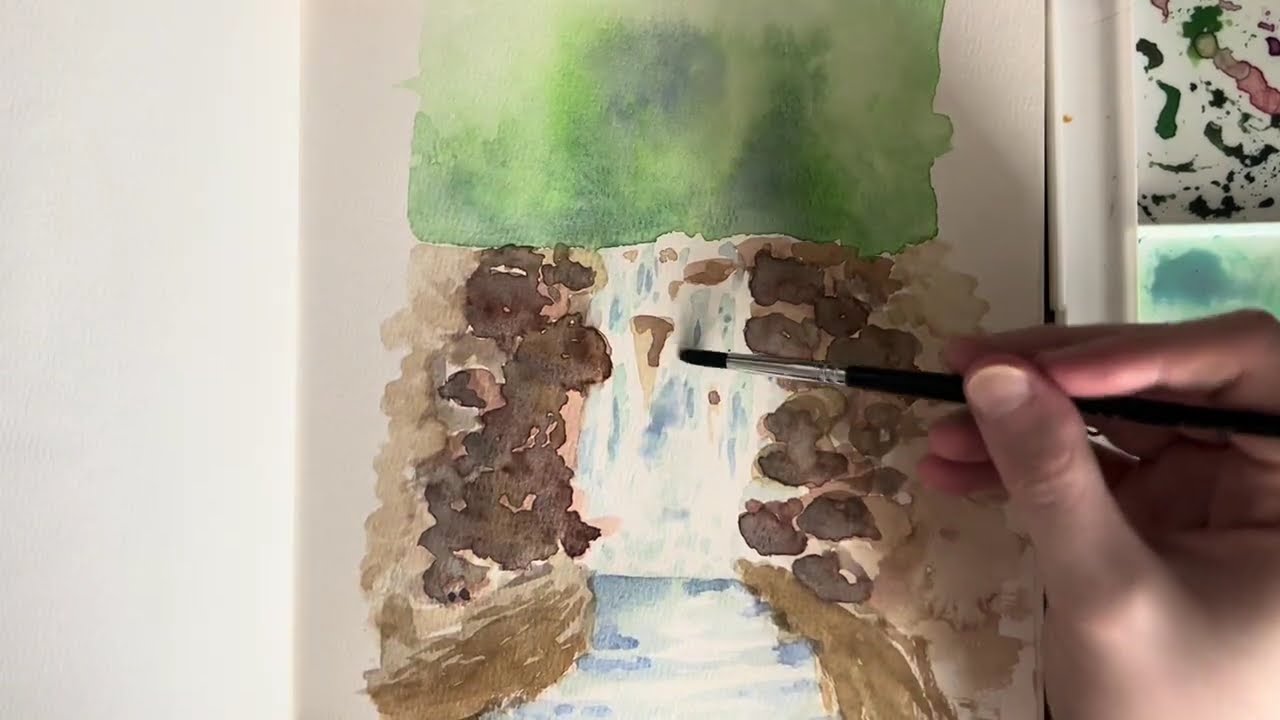 I Painted a Waterfall - Watercolor Painting