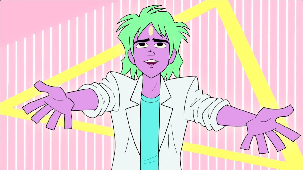 Noel Fielding as Guy Pleasant sings 