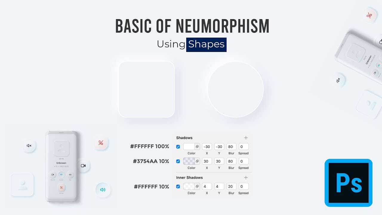 Basics of Neumorphism Shapes in Photoshop !