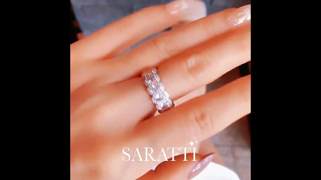 Oval Diamond Halo Eternity Band in White Gold | Saratti Jewelry