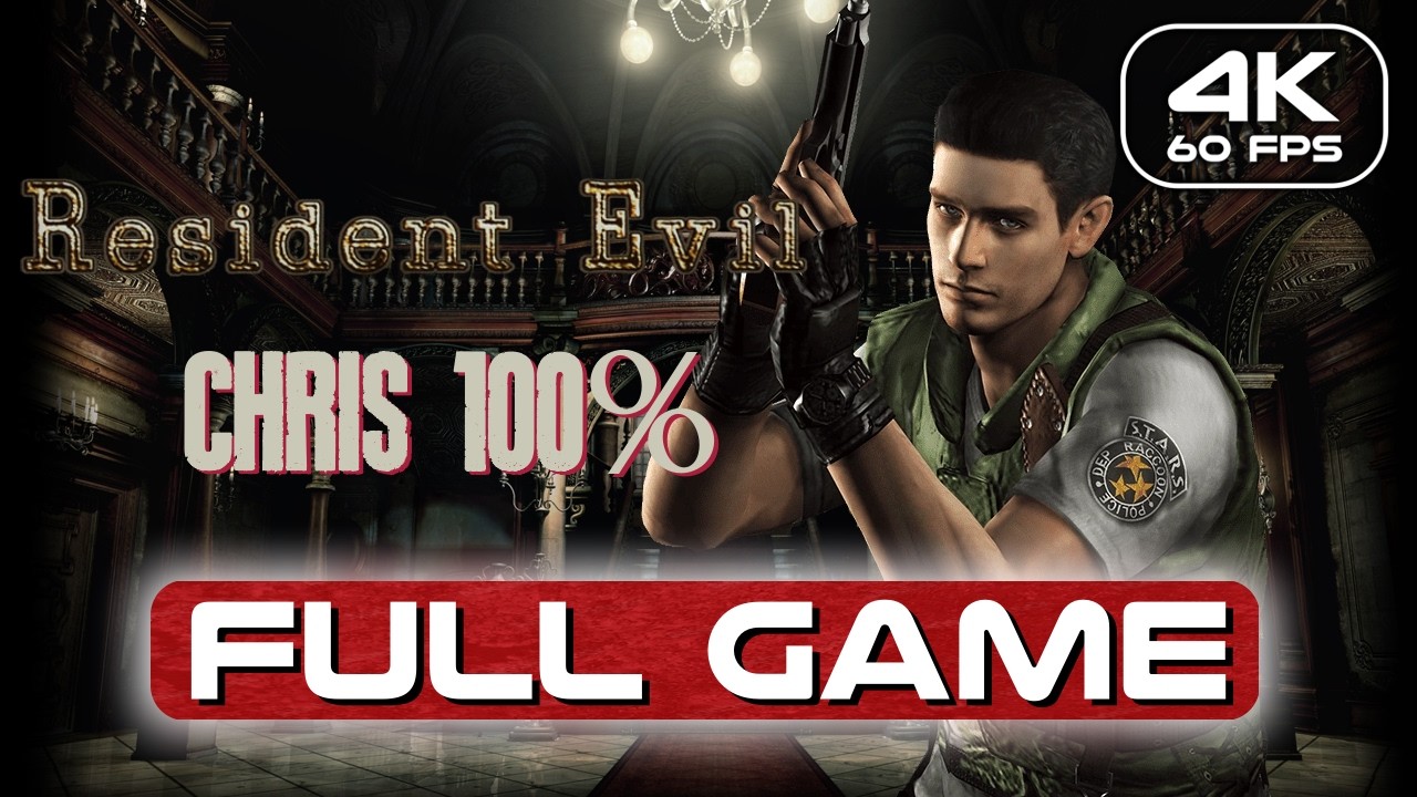Resident Evil HD Chris 100% Gameplay Walkthrough FULL GAME (4K 60FPS) No Commentary