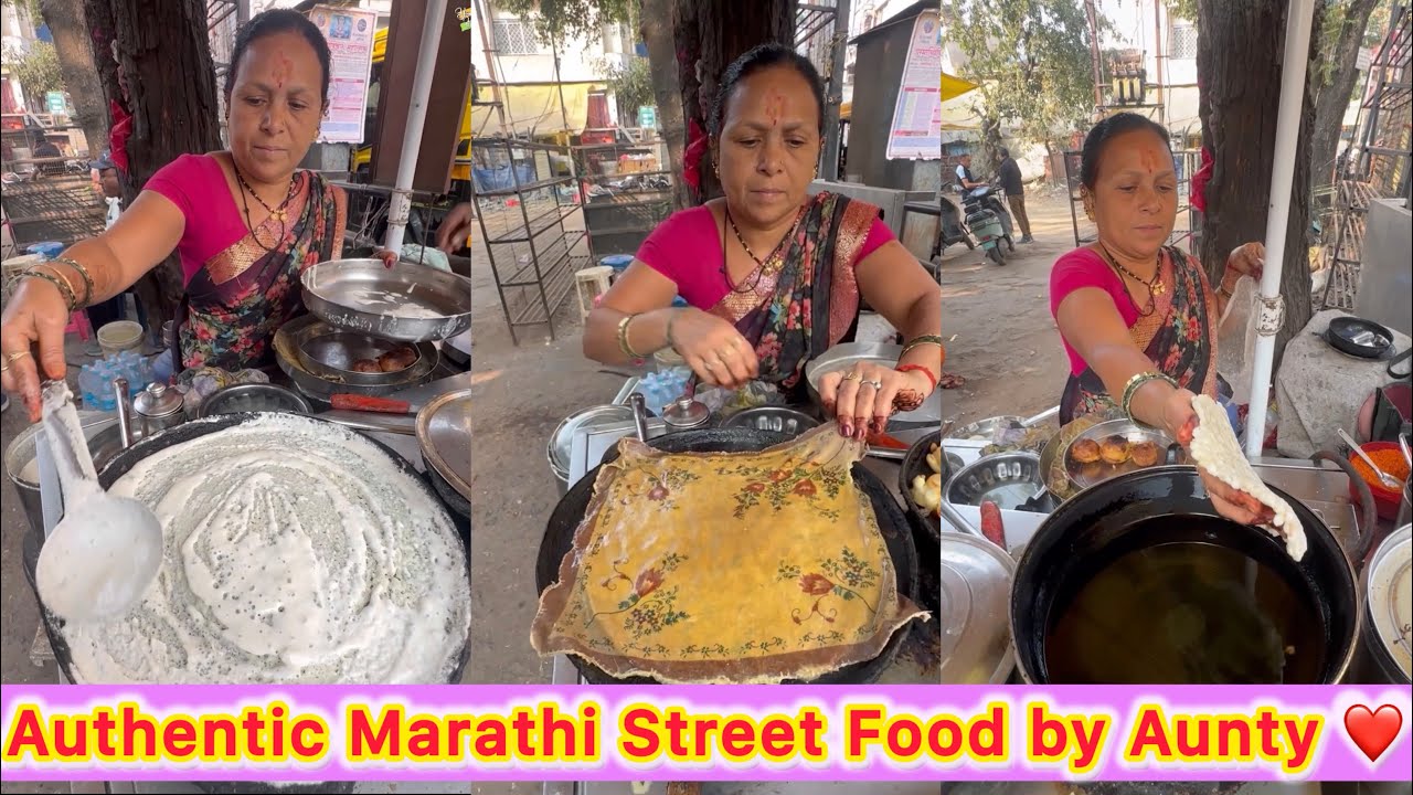 Marathi Aunty selling Thalipeeth and Sabudana Vada in Kolhapur 😍❤️ Tasty South Indian Breakfast👌🔥