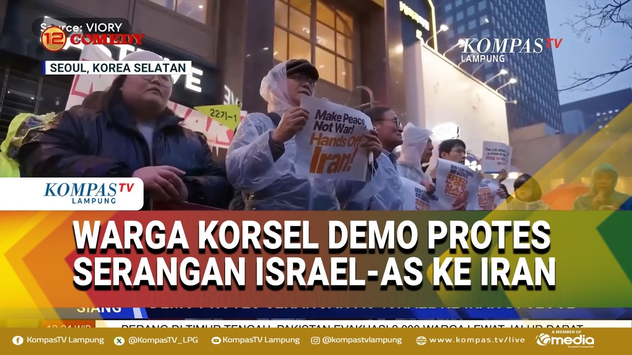 Demo Protes Serangan AS-Israel ke Iran di Korea Selatan