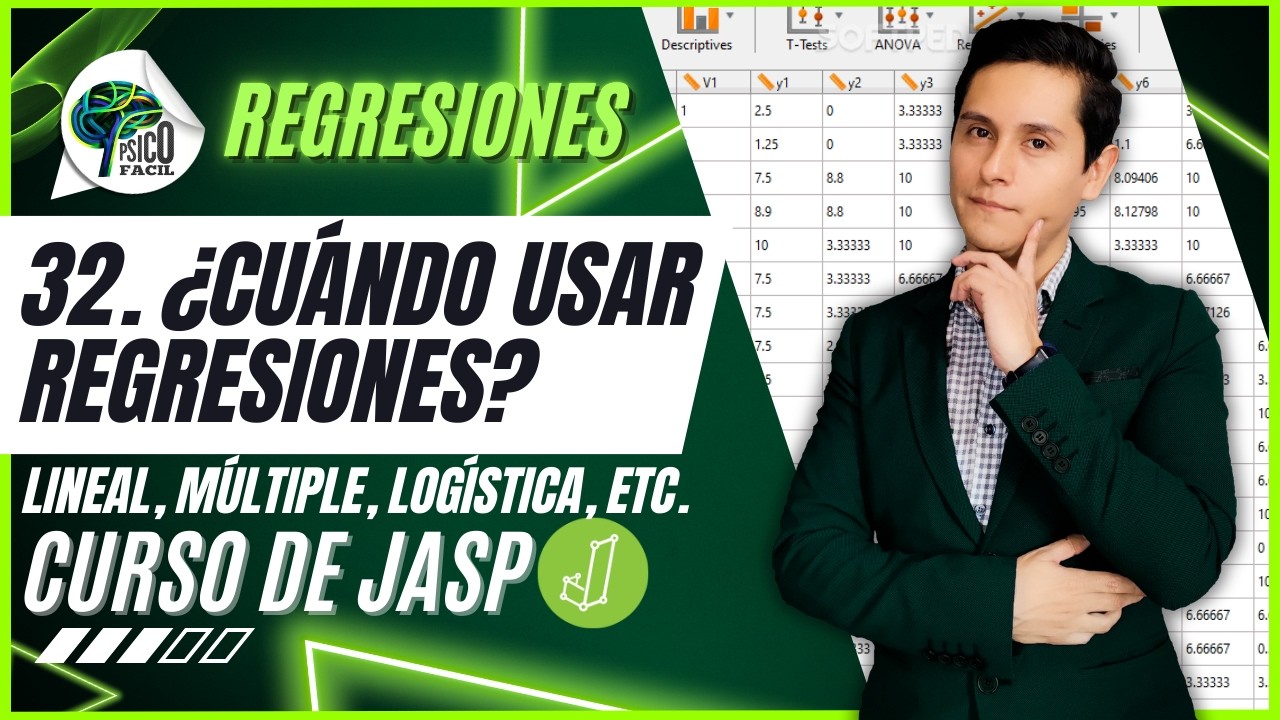 ¿CUÁNDO USAR REGRESIONES en JASP (Lineal simple, múltiple, logística) ELECCIÓN DE ANÁLISIS