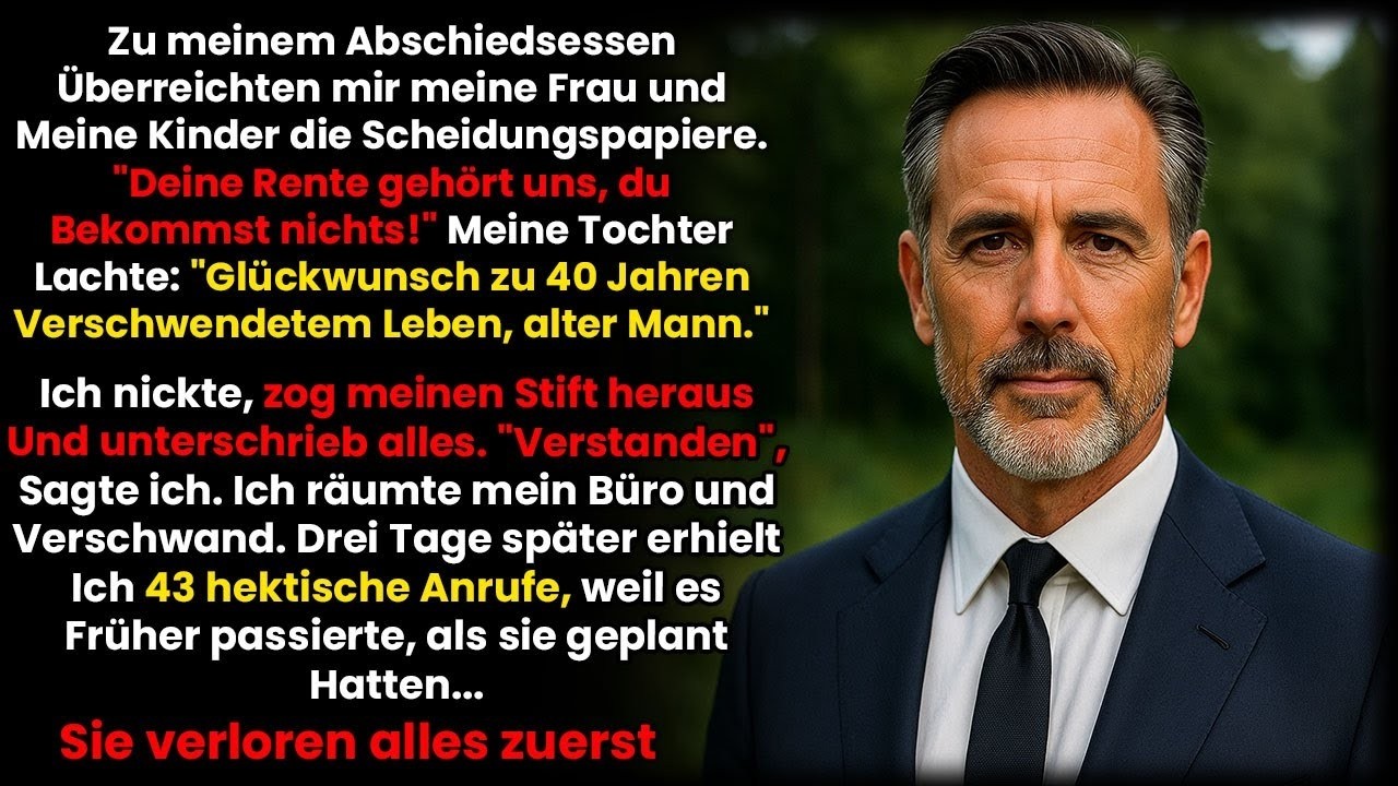 Meine Frau gab mir die Scheidungspapiere auf meiner Abschiedsfeier – 43 Anrufe änderten alles