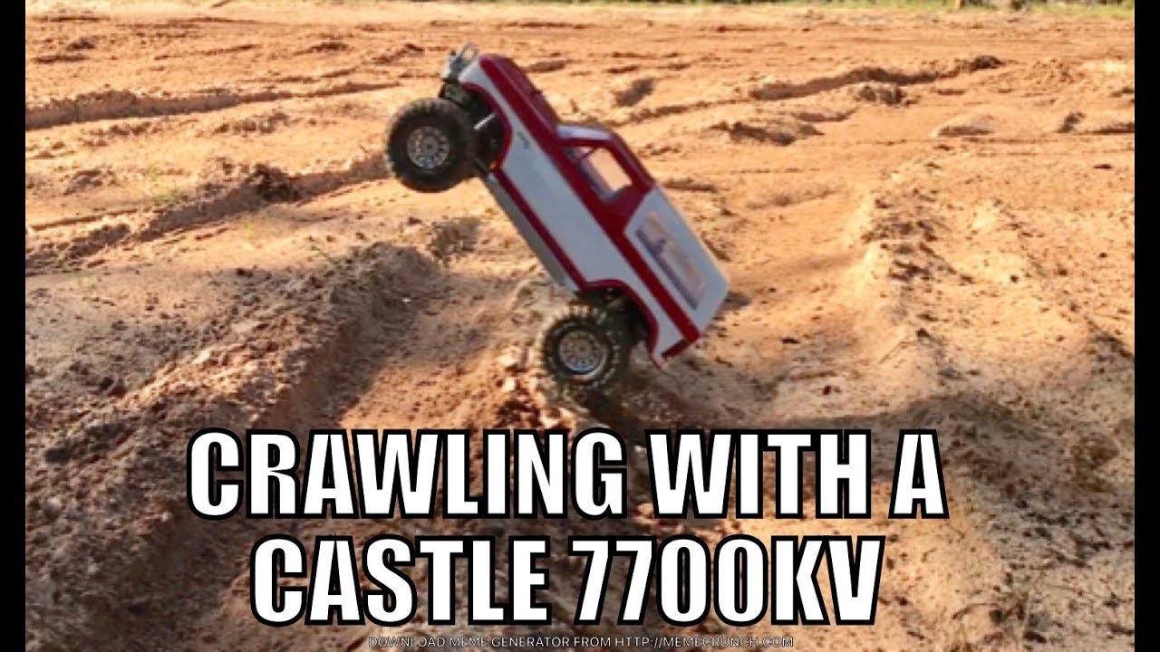 Traxxas TRX4 crawling around (sorta) with a castle 7700kv motor